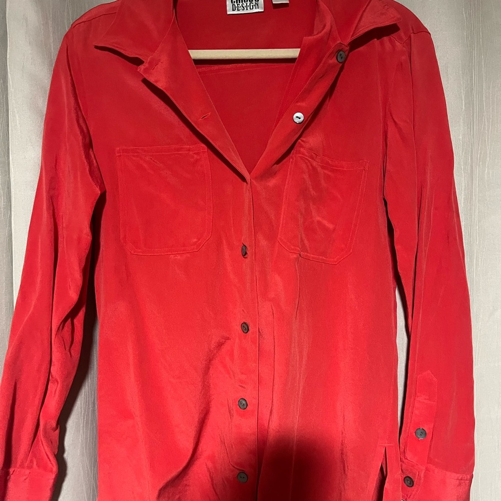 Chico's Vibrant Salmon Silk Blouse